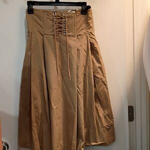 H&M Camel Lace-Up Midi Skirt
